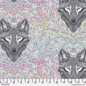 Tula Pink | Graywork | Wolf in Pink Street | Fog